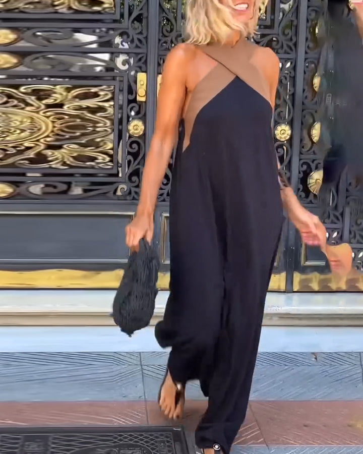 SIENNA™ | Elegant Dress with Deep Back Neckline and Wrap Collar