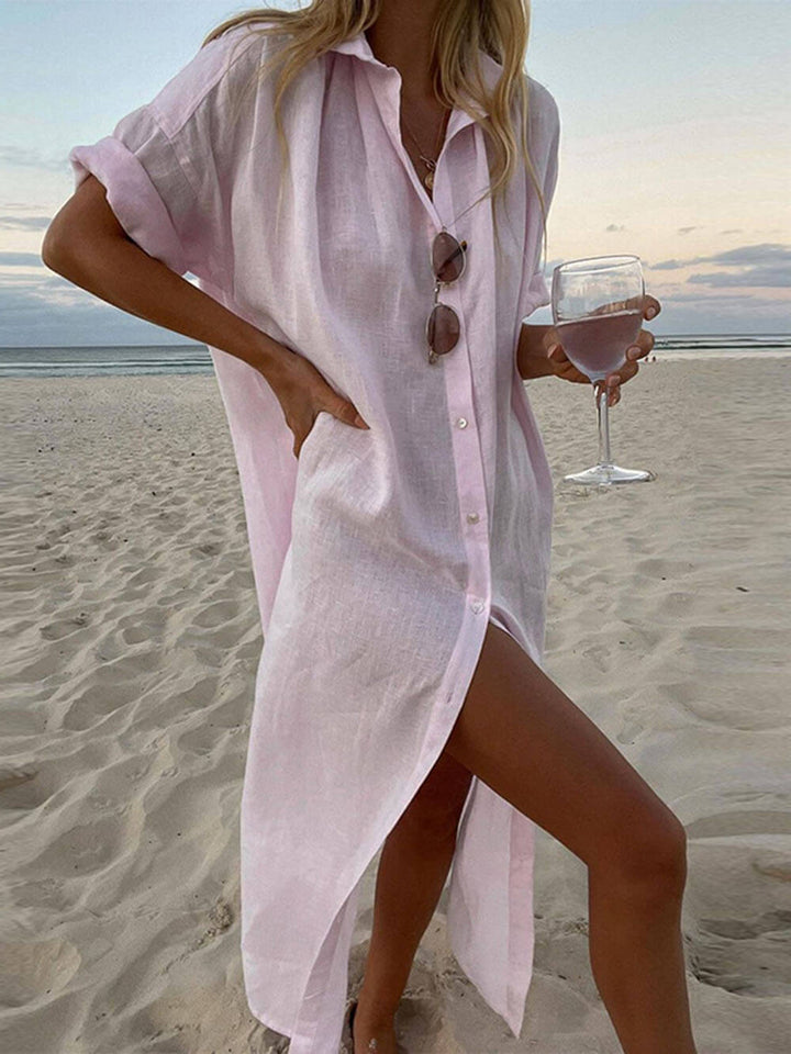 Elize | Minimalist Maxi Shirt Dress with Buttons