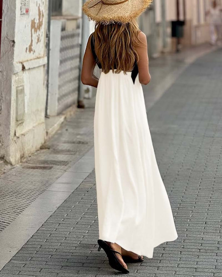 SIENNA™ | Elegant Dress with Deep Back Neckline and Wrap Collar