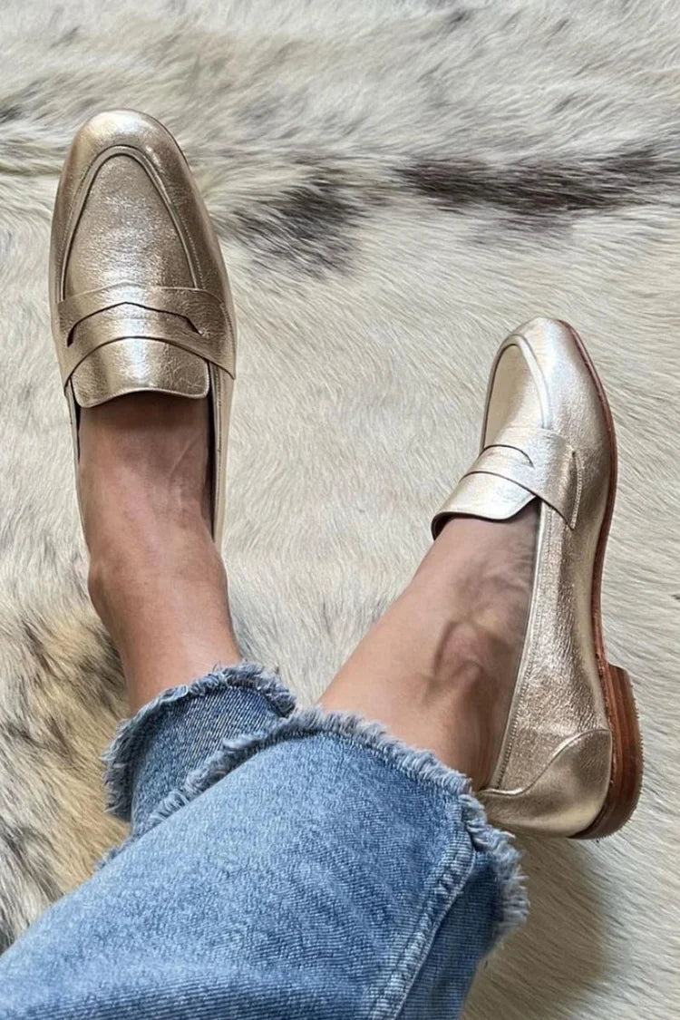 Danielle | Round Toe Patchwork Loafers with Low Heel
