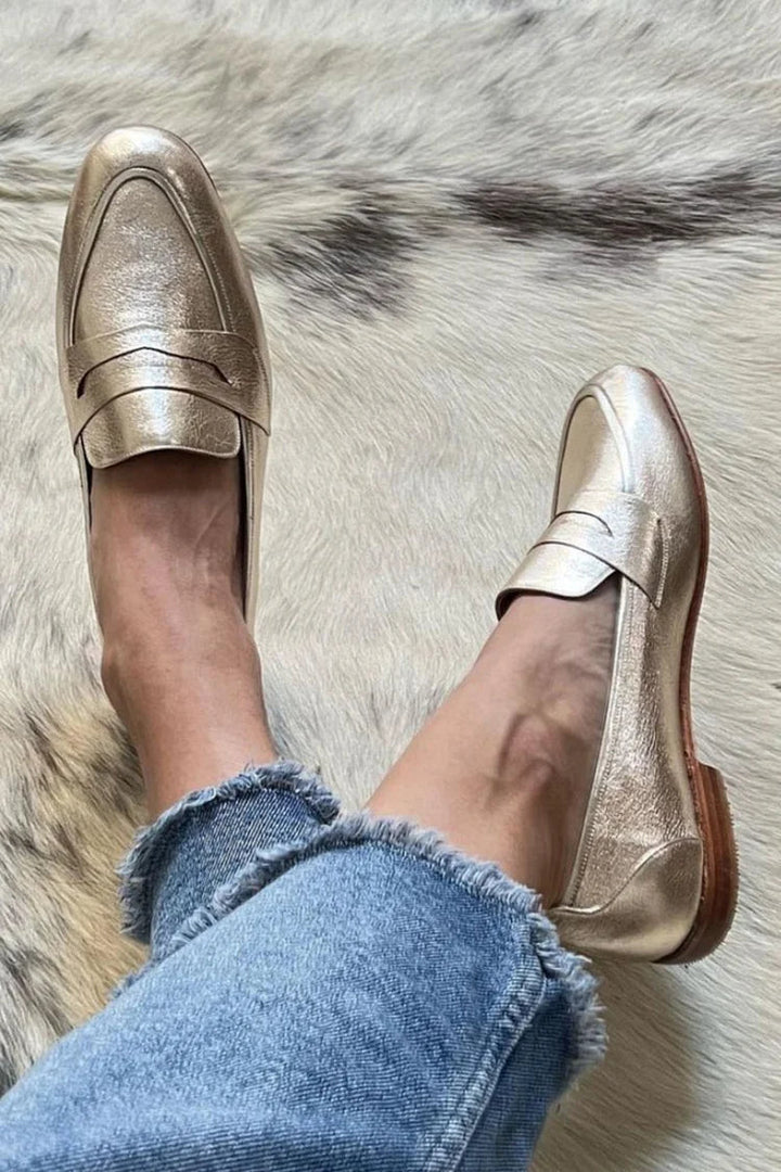 Danielle | Round Toe Patchwork Loafers with Low Heel