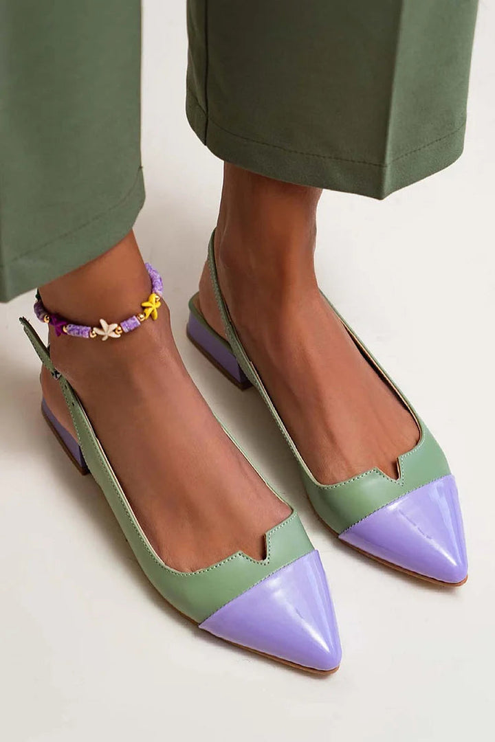 VITTORIA | Elegant ballet flats with pointed toe and two-tone details for a refined style