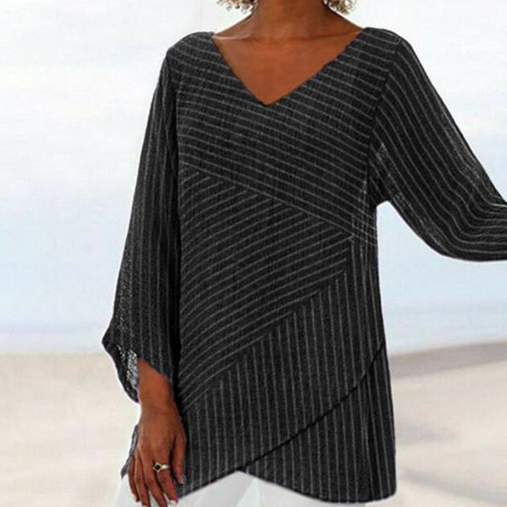 Serenya - Draped Striped Top