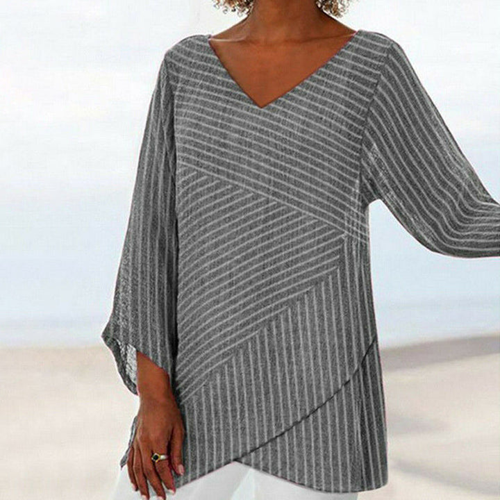 Serenya - Draped Striped Top