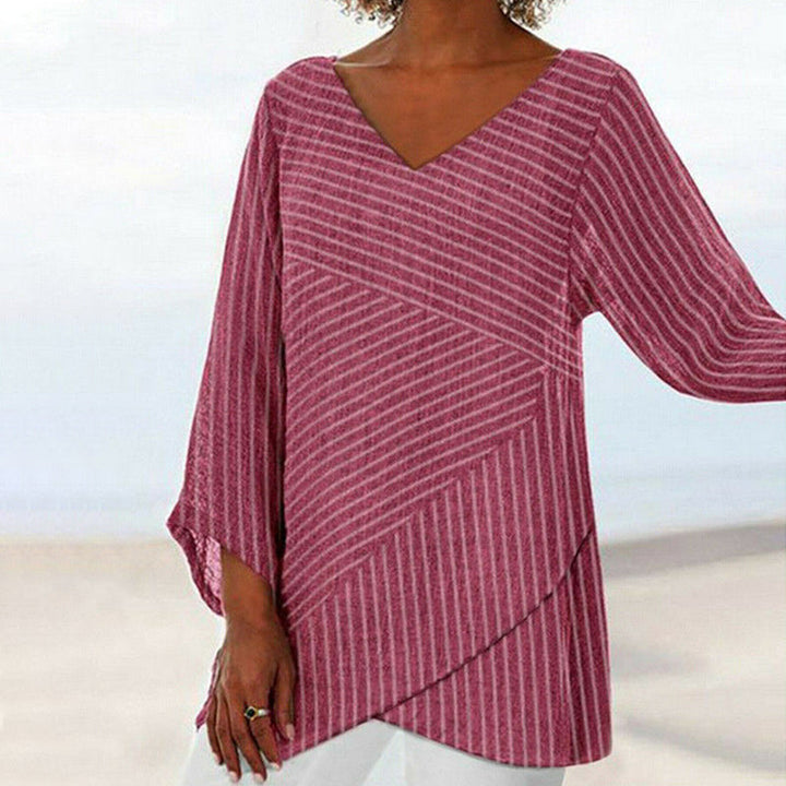 Serenya - Draped Striped Top