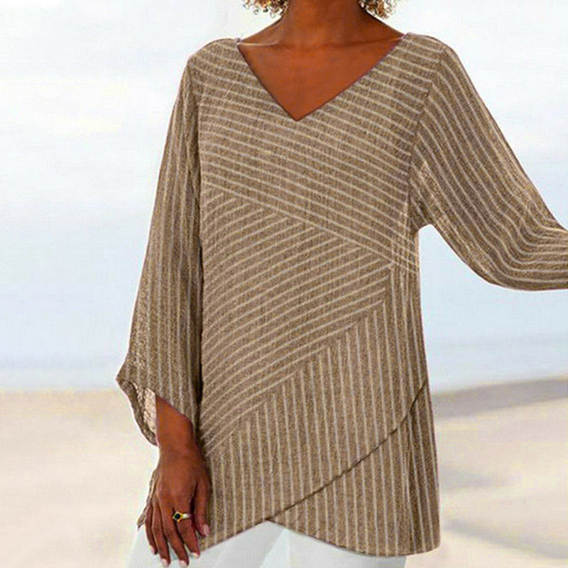 Serenya - Draped Striped Top