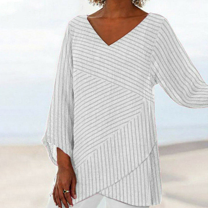 Serenya - Draped Striped Top
