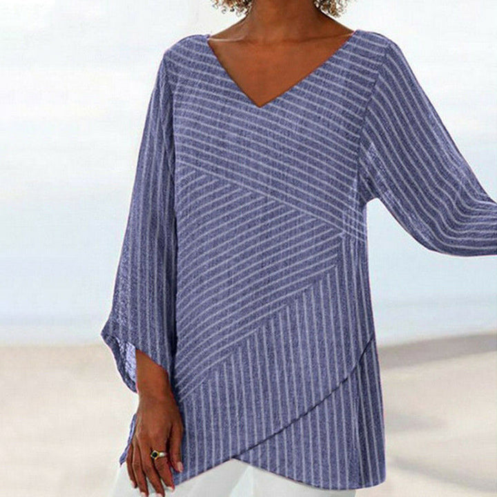 Serenya - Draped Striped Top