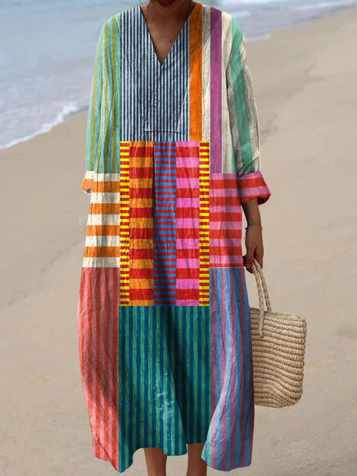 Danika - Vintage Style Geometric Print Cotton Dress
