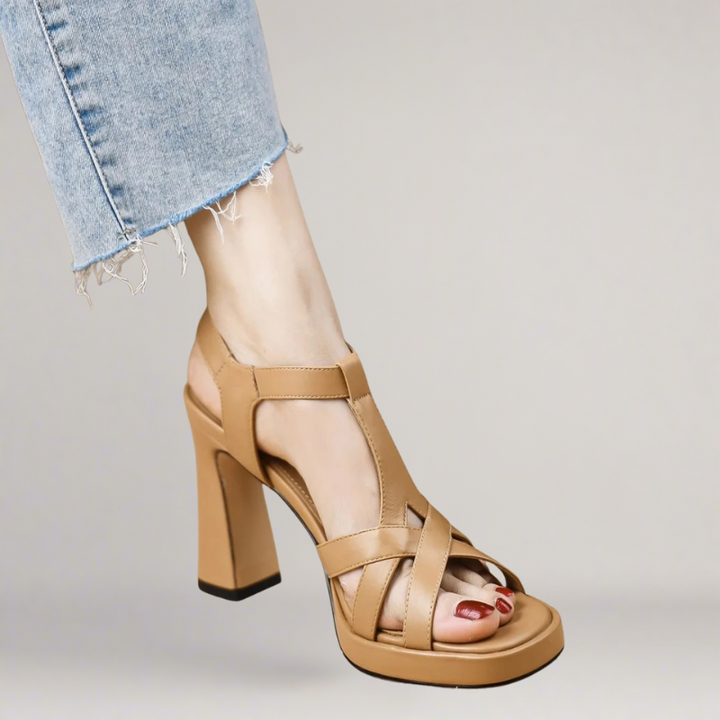 Sarah | Handmade eco-leather sandal with high heel