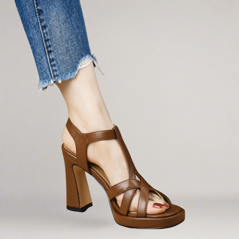 Sarah | Handmade eco-leather sandal with high heel