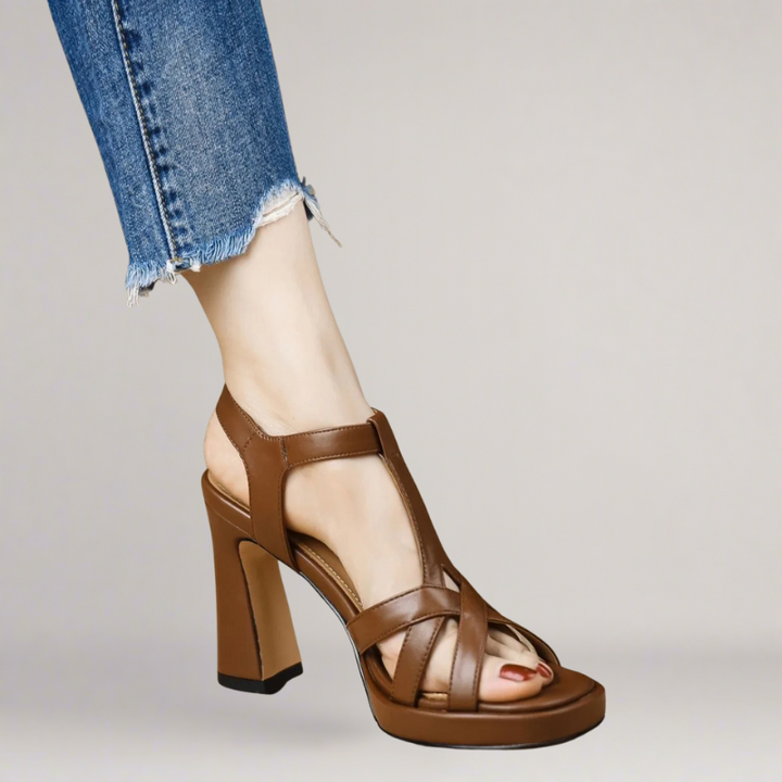 Sarah | Handmade eco-leather sandal with high heel