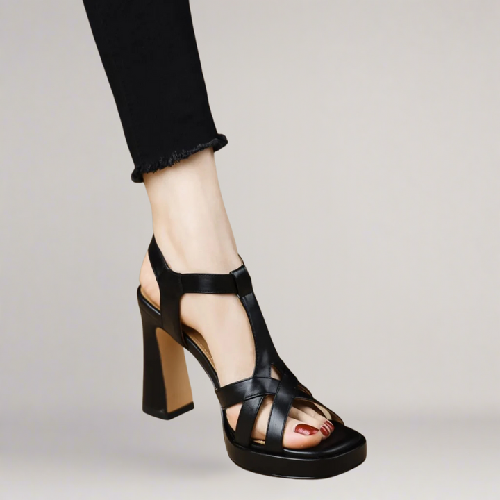 Sarah | Handmade eco-leather sandal with high heel