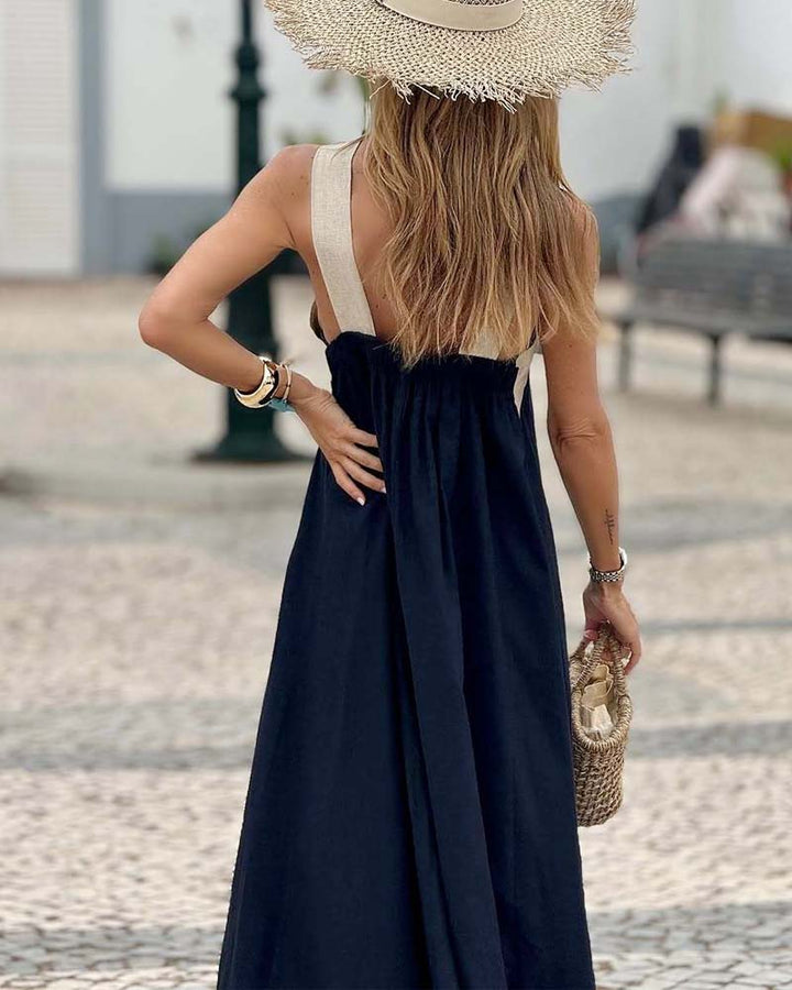 SIENNA™ | Elegant Dress with Deep Back Neckline and Wrap Collar