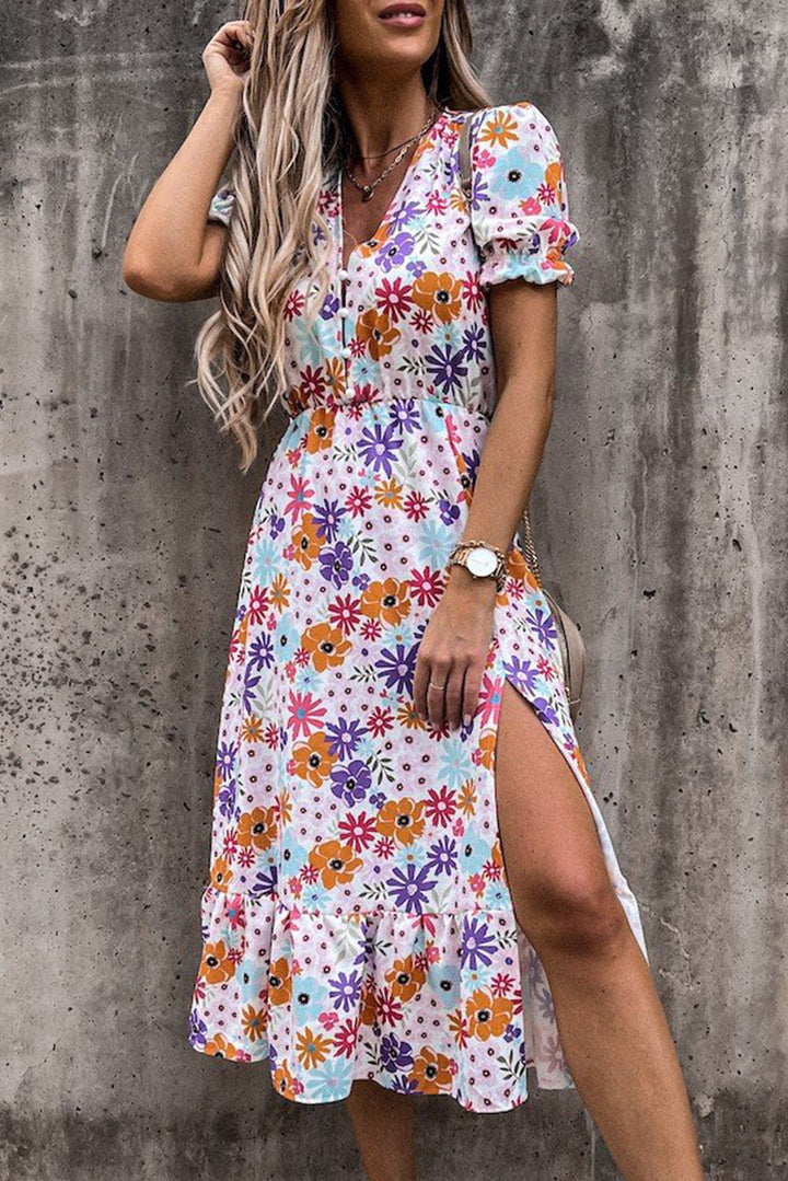 Georgia™ | Maxi Elegant Dress with Flowers and V-Neck