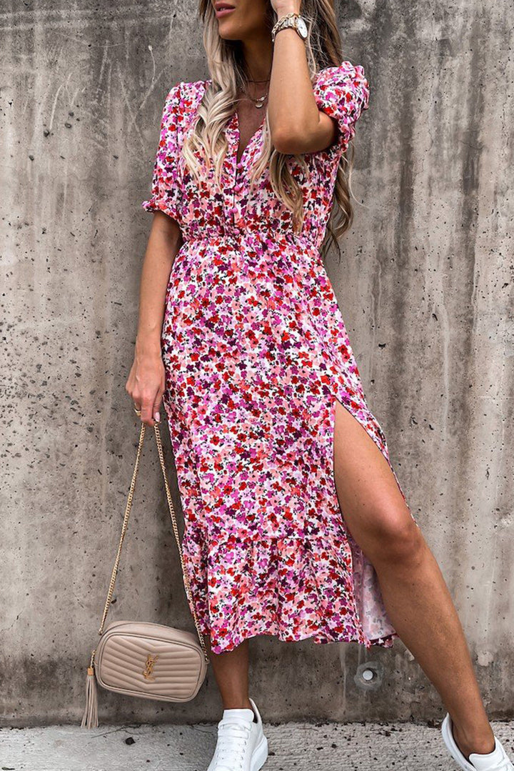 Georgia™ | Maxi Elegant Dress with Flowers and V-Neck