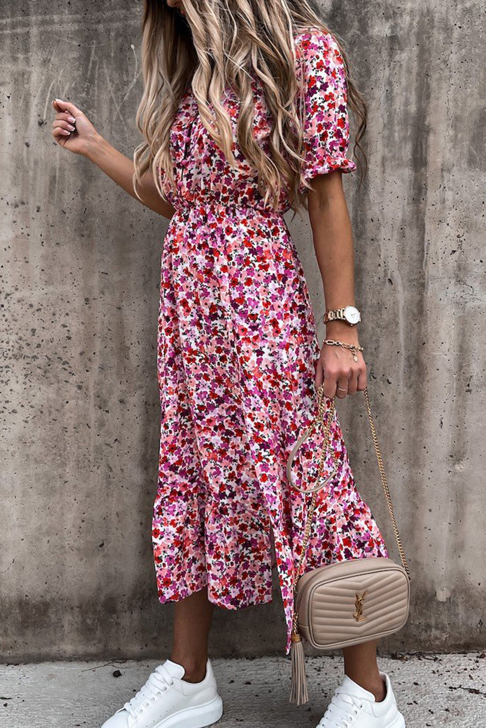 Georgia™ | Maxi Elegant Dress with Flowers and V-Neck