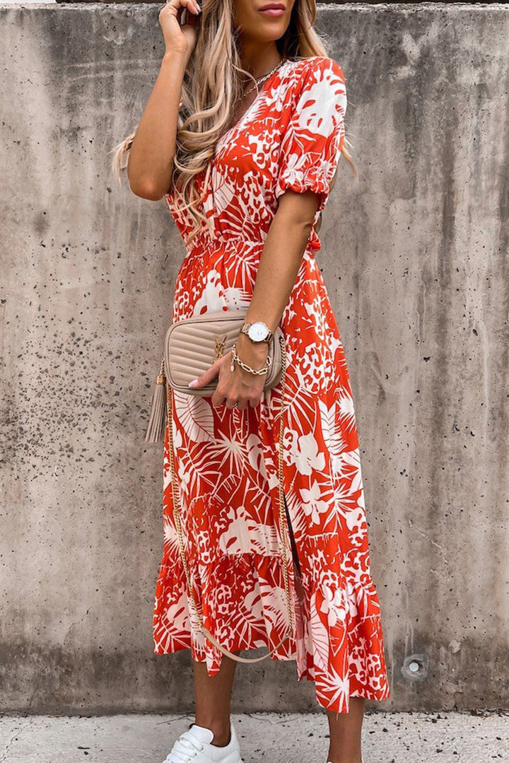 Georgia™ | Maxi Elegant Dress with Flowers and V-Neck
