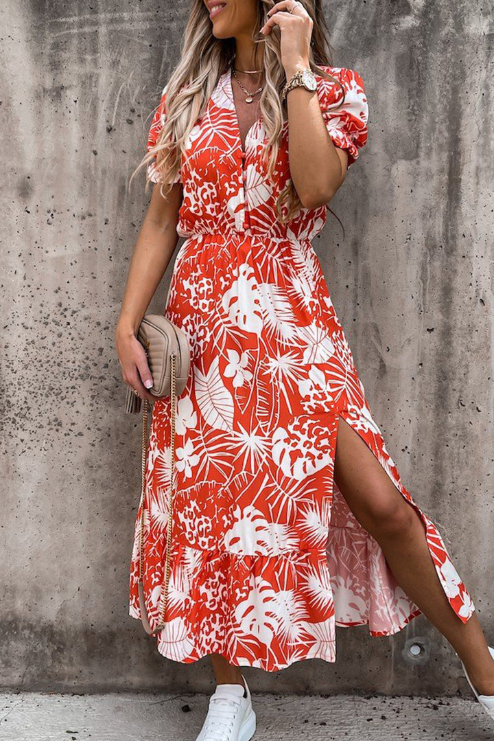 Georgia™ | Maxi Elegant Dress with Flowers and V-Neck