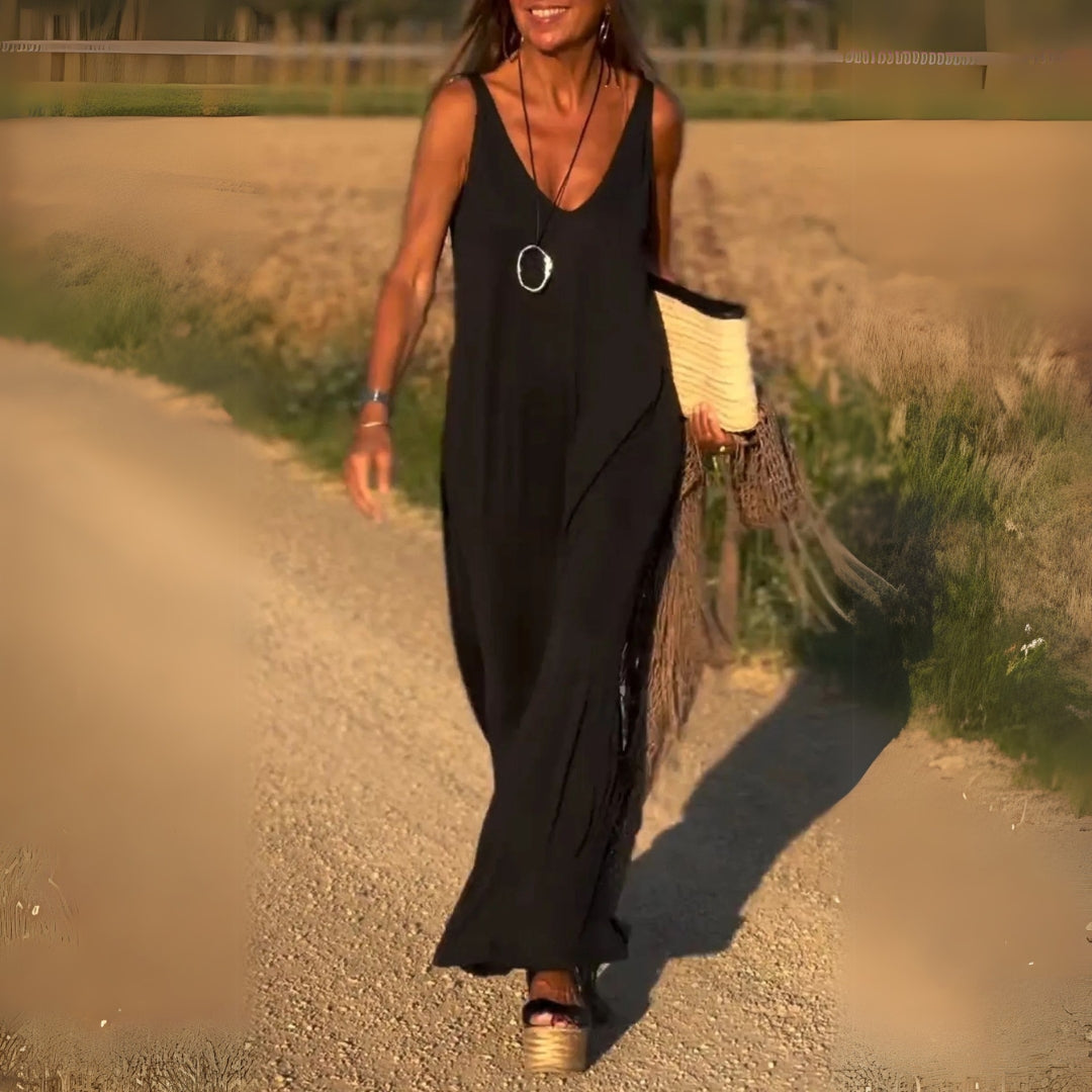 Élyse™ | Elegant Sleeveless Maxidress with Refined V-Neck