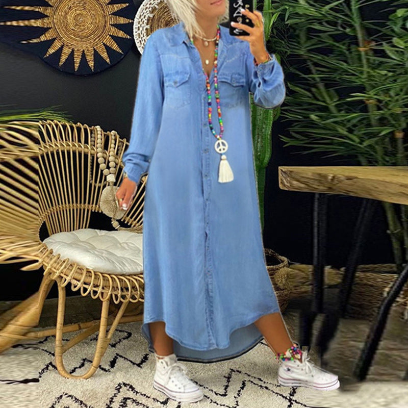Sofia™ | Long Sleeve Denim Maxi Dress