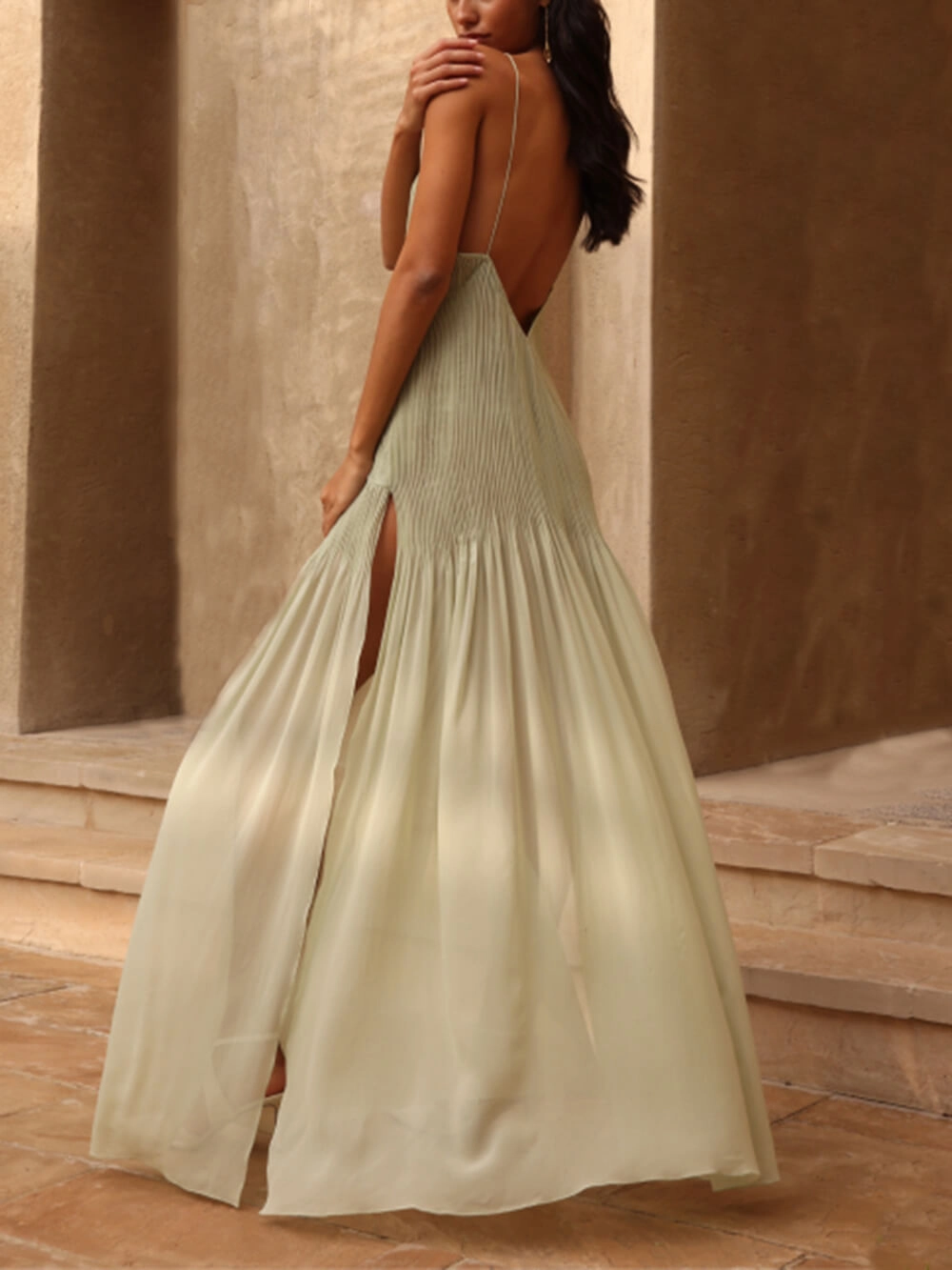 Sofia™ | Elegant Maxi Patchwork Dress with Pleats
