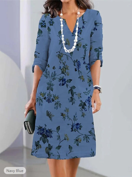 Anastasia™ | Elegant Double Tunic Dress with Floral Print