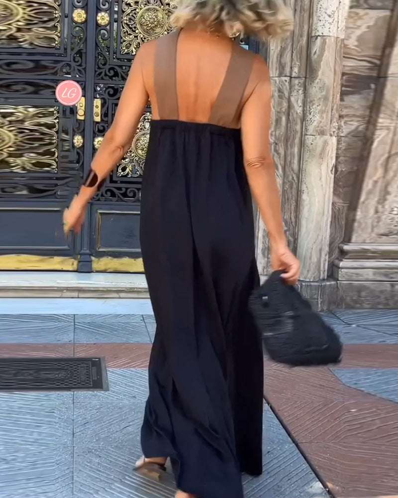 SIENNA™ | Elegant Dress with Deep Back Neckline and Wrap Collar