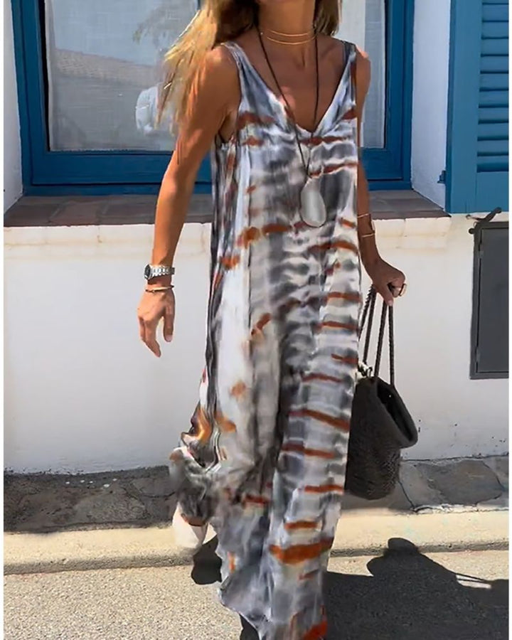 ÉLODIE™ | Summer Sleeveless Dress in Refined Tie-Dye Style