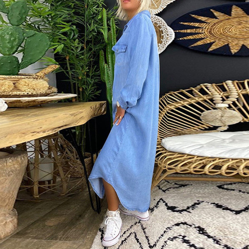 Sofia™ | Long Sleeve Denim Maxi Dress