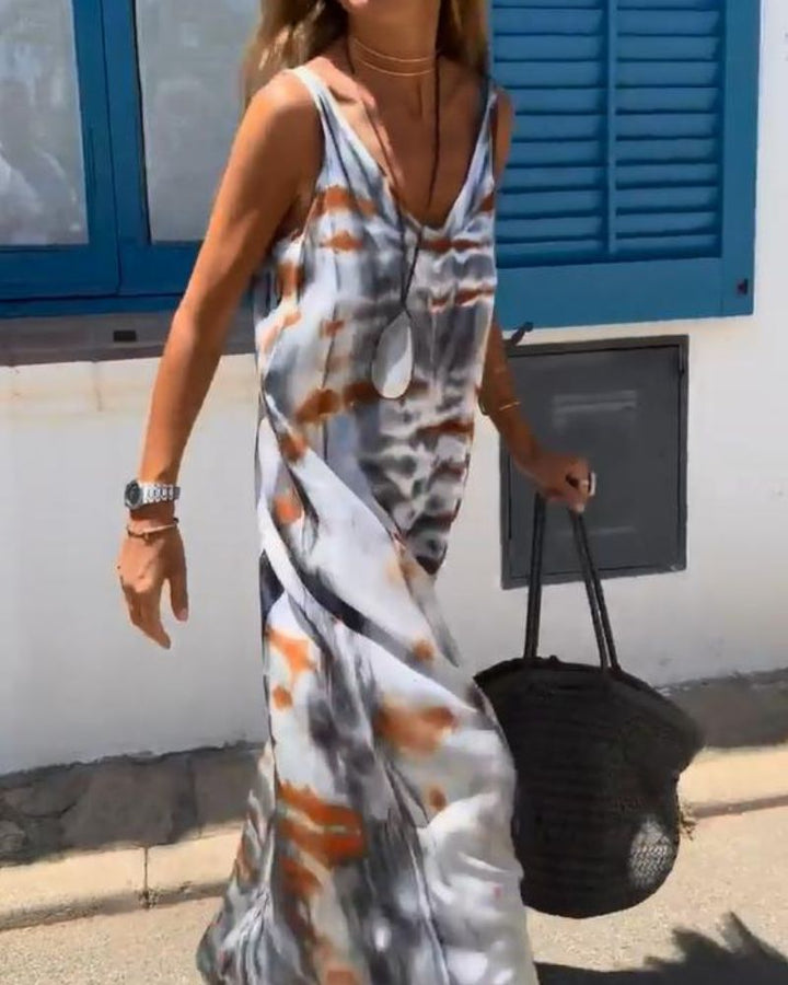 ÉLODIE™ | Summer Sleeveless Dress in Refined Tie-Dye Style