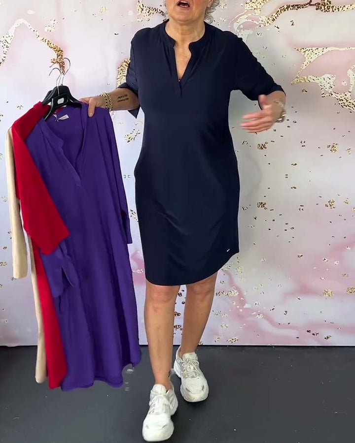 MIRAVO | Simple V-Neck Dress