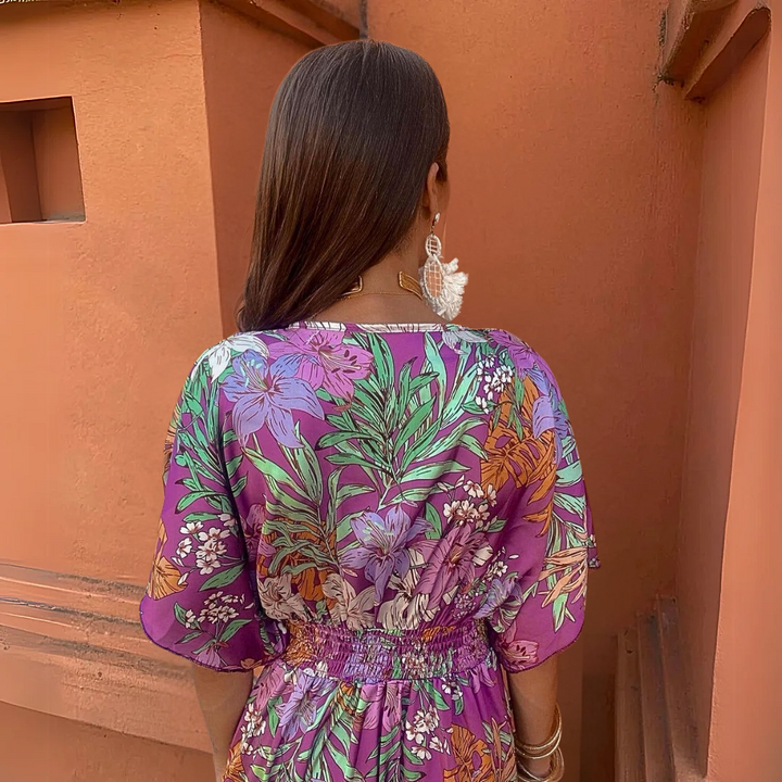 Nika | Long floral dress with wide sleeves