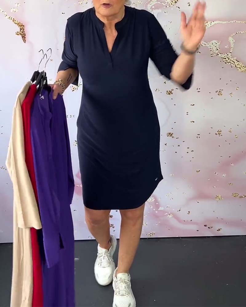 MIRAVO | Simple V-Neck Dress