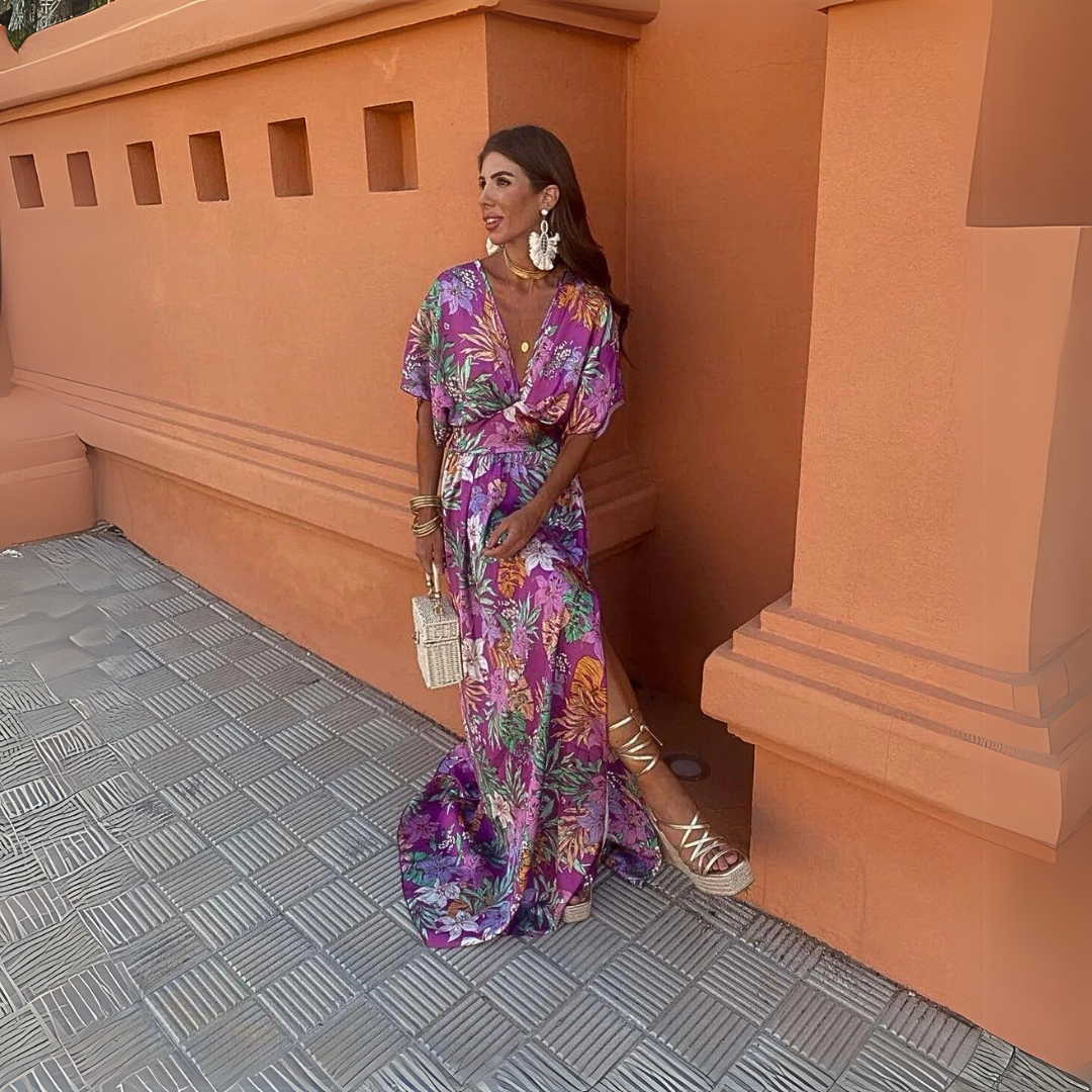 Nika | Long floral dress with wide sleeves