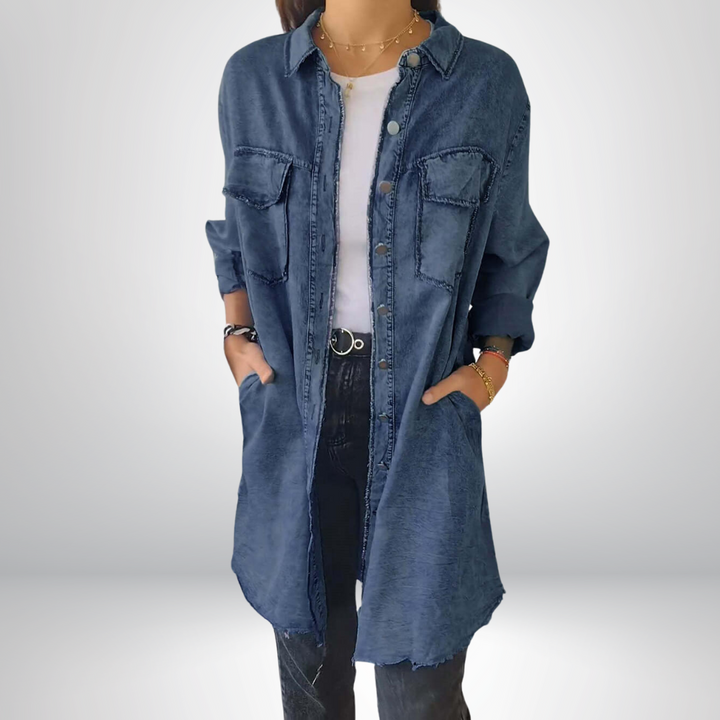 Sofia® | Elegant and Versatile Long Sleeve Denim Jacket with Collar