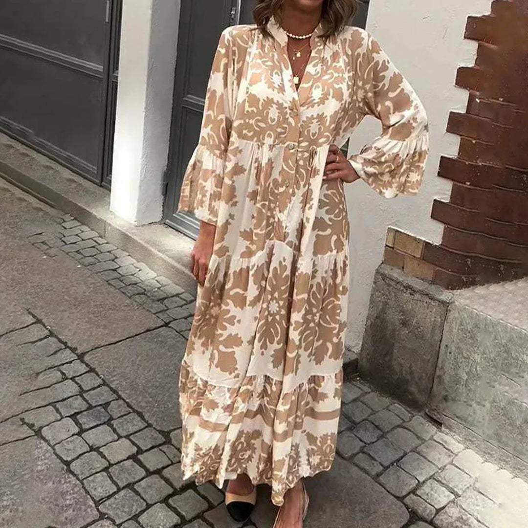 Ophelia - Flare Sleeve Boho Maxi Dress