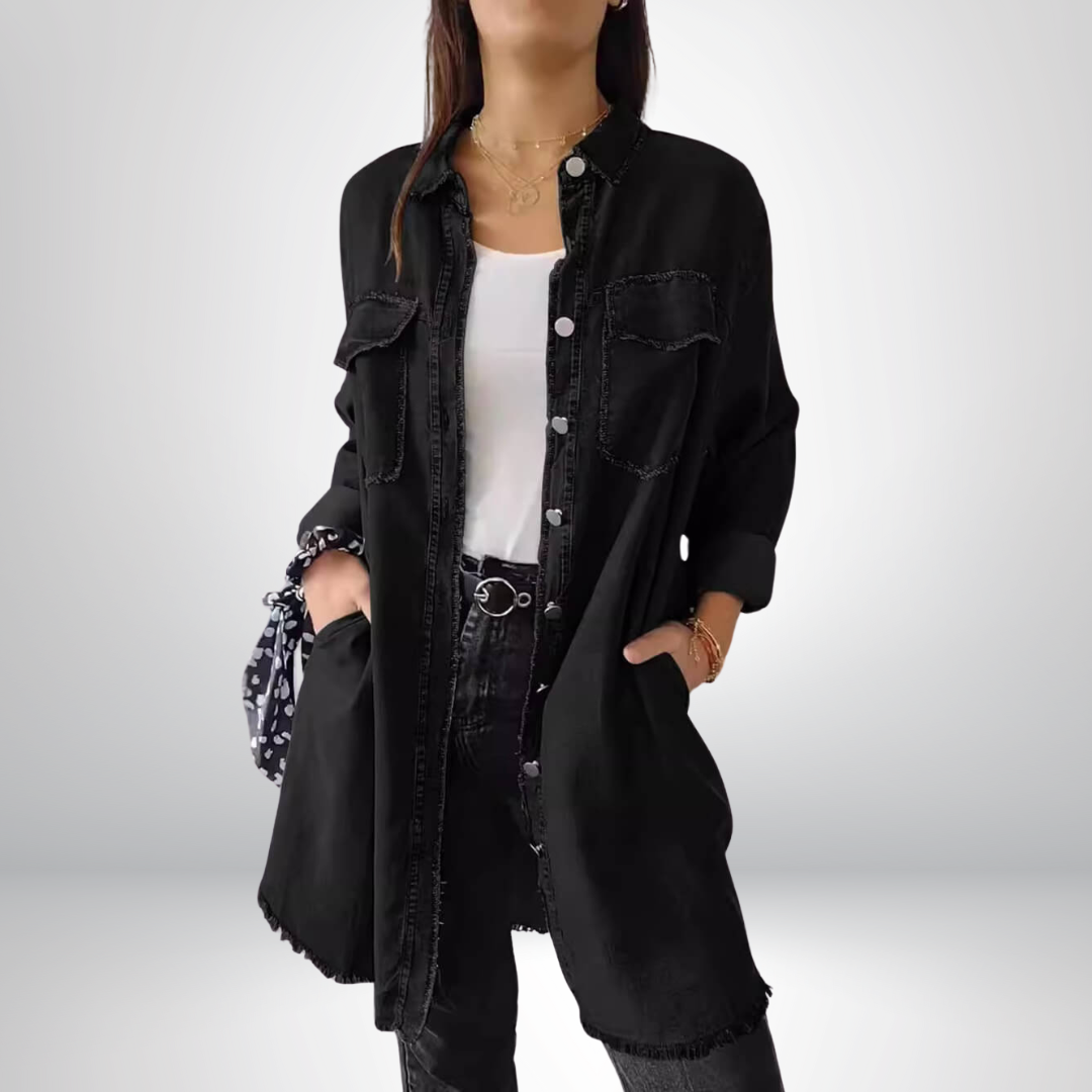 Sofia® | Elegant and Versatile Long Sleeve Denim Jacket with Collar
