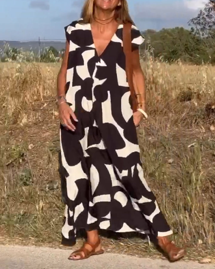 SITA™ | Elegant Dress with Print and V-Neck
