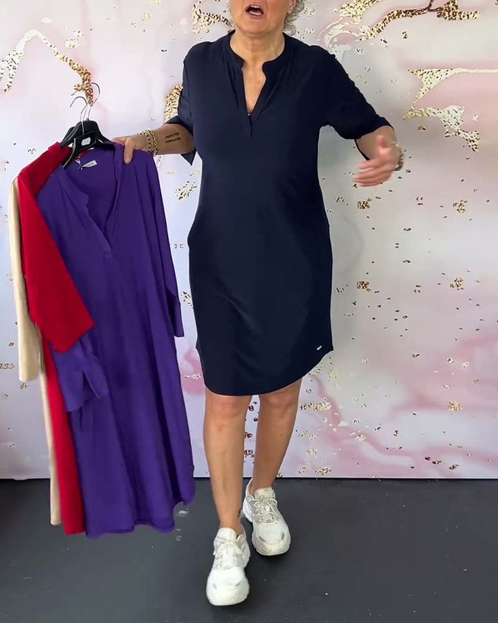 MIRAVO | Simple V-Neck Dress