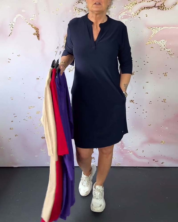 MIRAVO | Simple V-Neck Dress