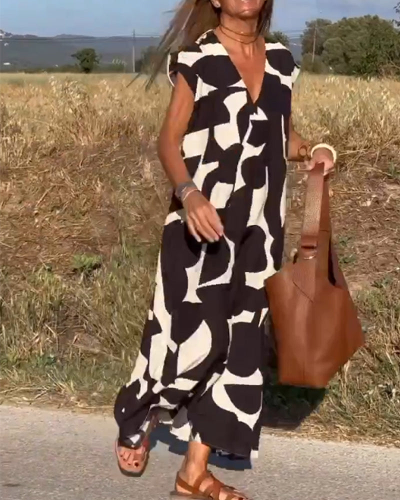 SITA™ | Elegant Dress with Print and V-Neck