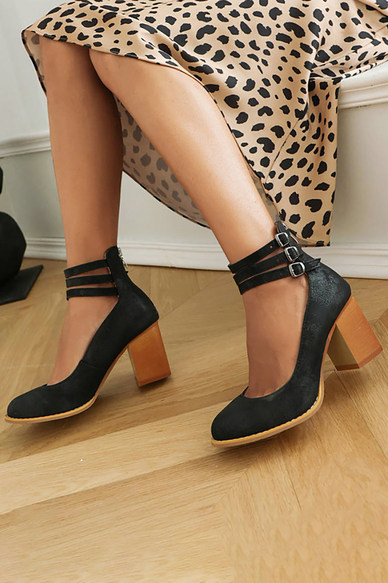 Casilda | Plain sandals with ankle strap and chunky heel
