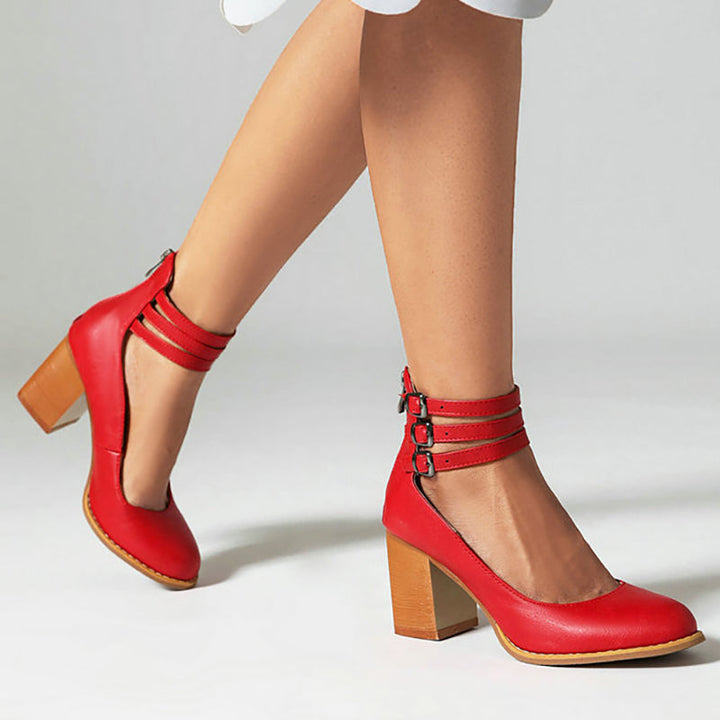 Casilda | Plain sandals with ankle strap and chunky heel