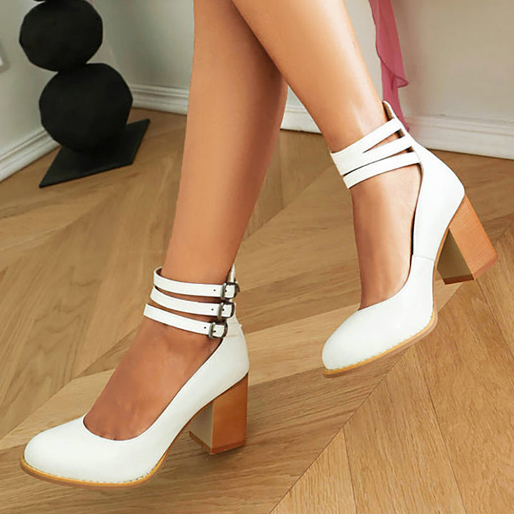 Casilda | Plain sandals with ankle strap and chunky heel