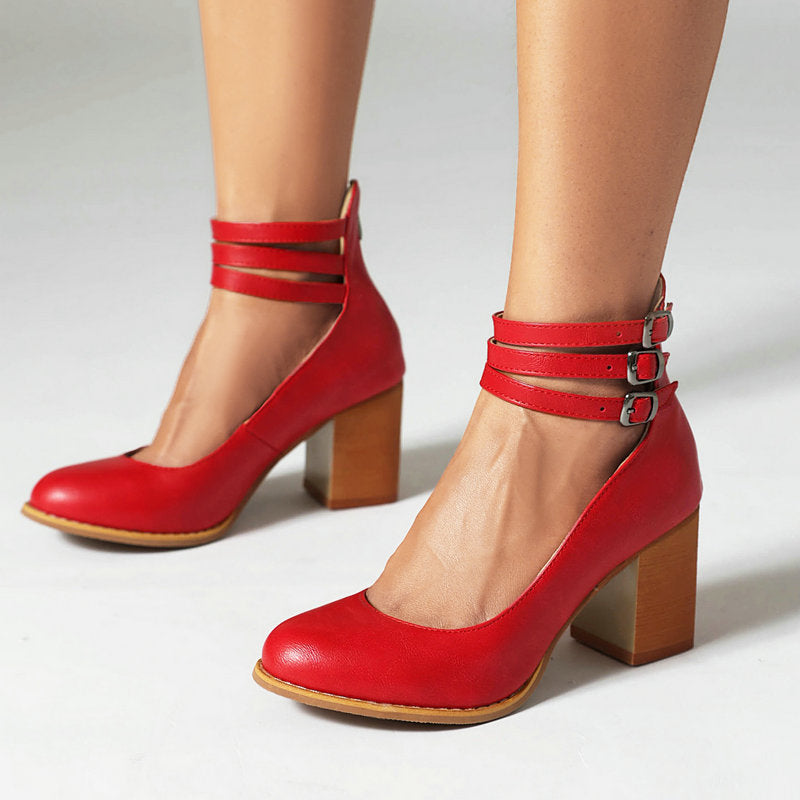 Casilda | Plain sandals with ankle strap and chunky heel