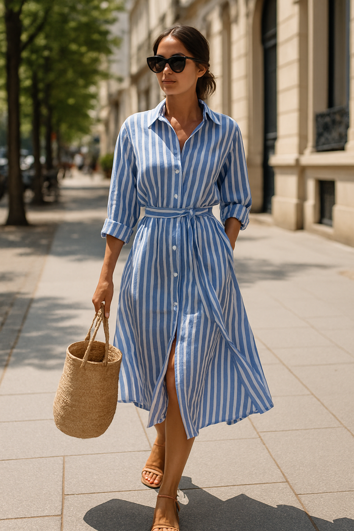 Renata™ | Striped Dress with Collar