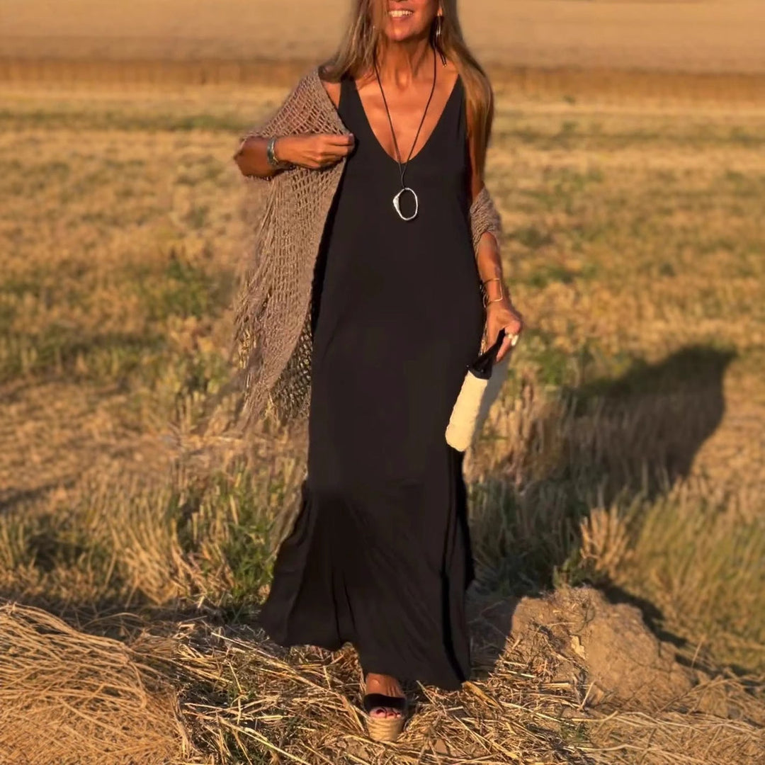 Élyse™ | Elegant Sleeveless Maxidress with Refined V-Neck