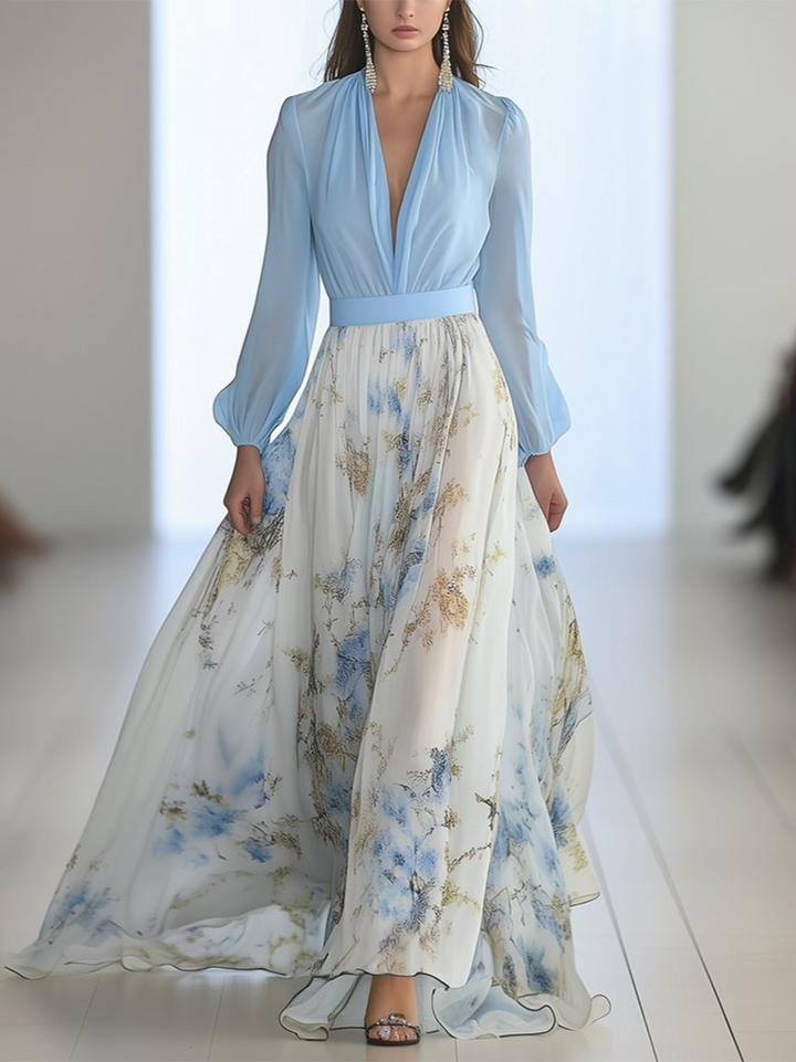 Elena™ | Elegant Long Dress with Floral Print