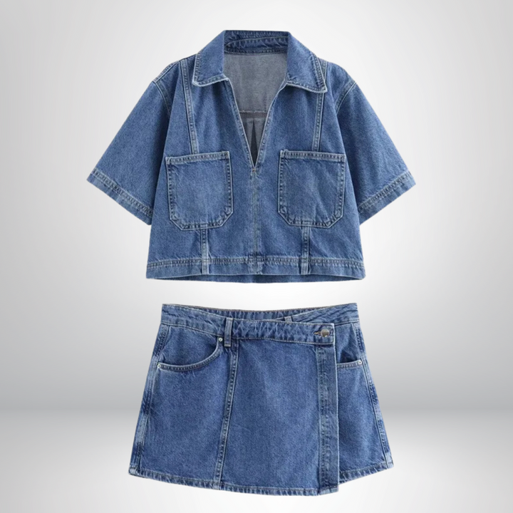 Sofia® | Denim Set with V-Neck